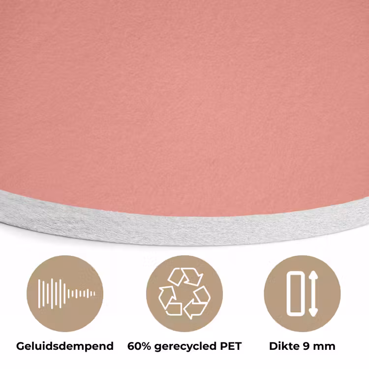 Dusty - Peach - Koraal Akoestische PET Vilt - Rond klein 838 -closeup_NL