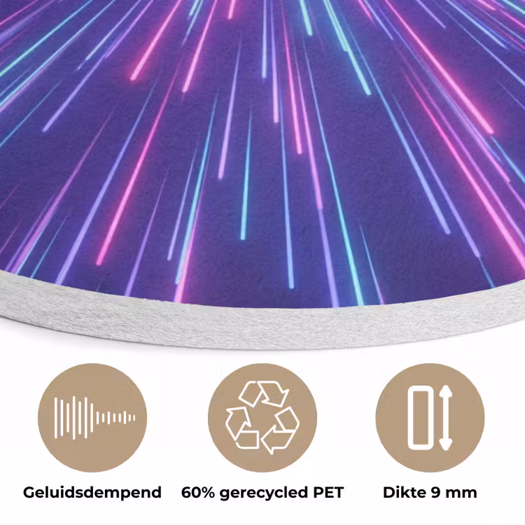 Dynamisch - Ruimte - Kleurrijk Akoestische PET Vilt - Rond klein -closeup_NL