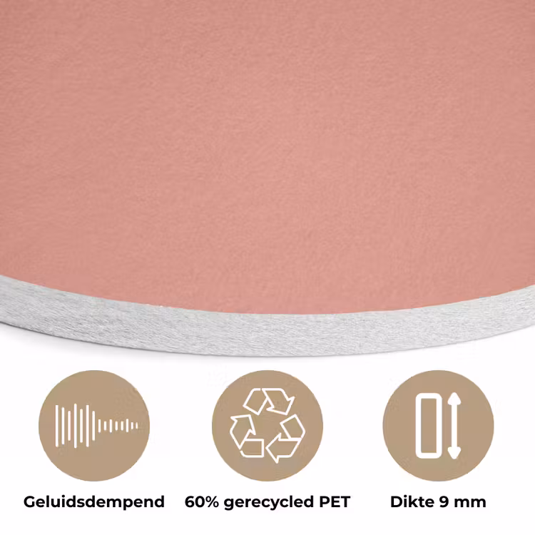 Earthy - Rose - Koraal Akoestische PET Vilt - Rond klein 838 -closeup_NL
