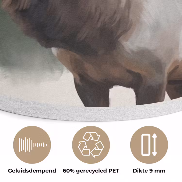 Edelhert - Gewei - Schildering - Rustiek Akoestische PET Vilt - Rond klein -closeup_NL