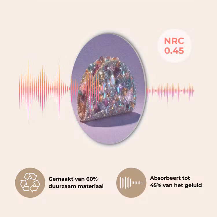 Edelstenen - Glitters - Paars - Kleurrijk Akoestische PET Vilt - Rond klein -USP_NL