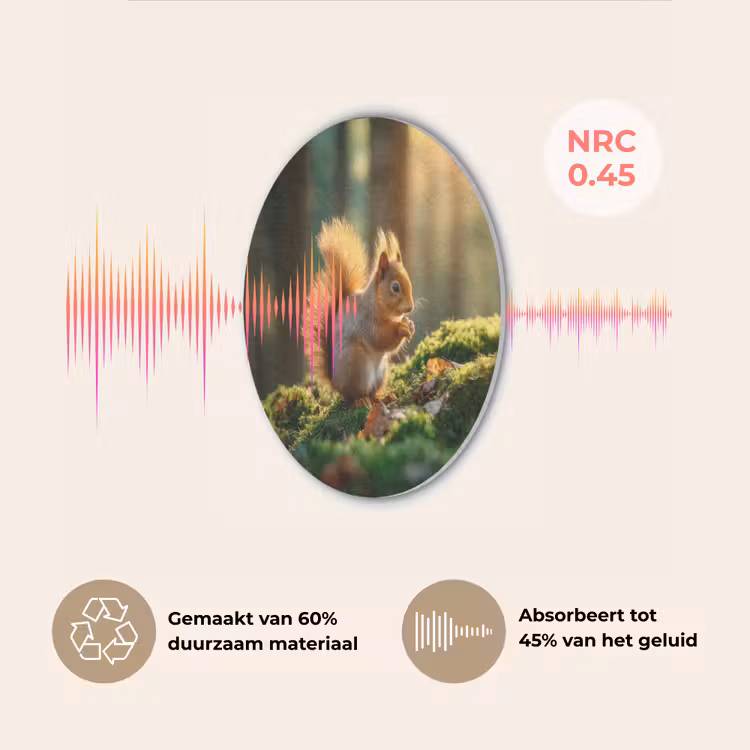 Eekhoorn - Nootje - Gras Akoestische PET Vilt - Rond klein -USP_NL