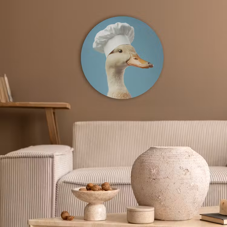 Eend - Koksmuts - Cute - Vogel Akoestische PET Vilt - Rond klein -sfeer1