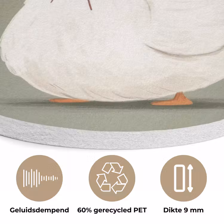 Eend - Konijnoren - Grijs Akoestische PET Vilt - Rond klein -closeup_NL