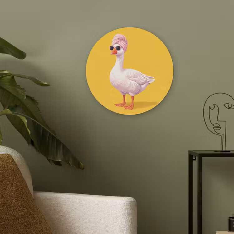 Eend - Zonnebril - Geel Akoestische PET Vilt - Rond klein -sfeer2