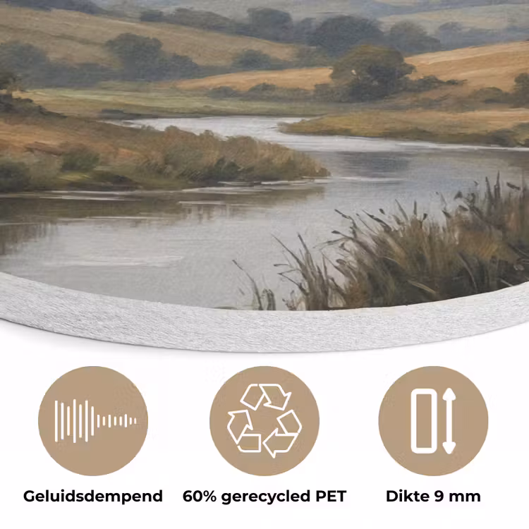 Eenden - Rivier - Landschap - Vlucht - Nostalgisch Akoestische PET Vilt - Rond klein -closeup_NL
