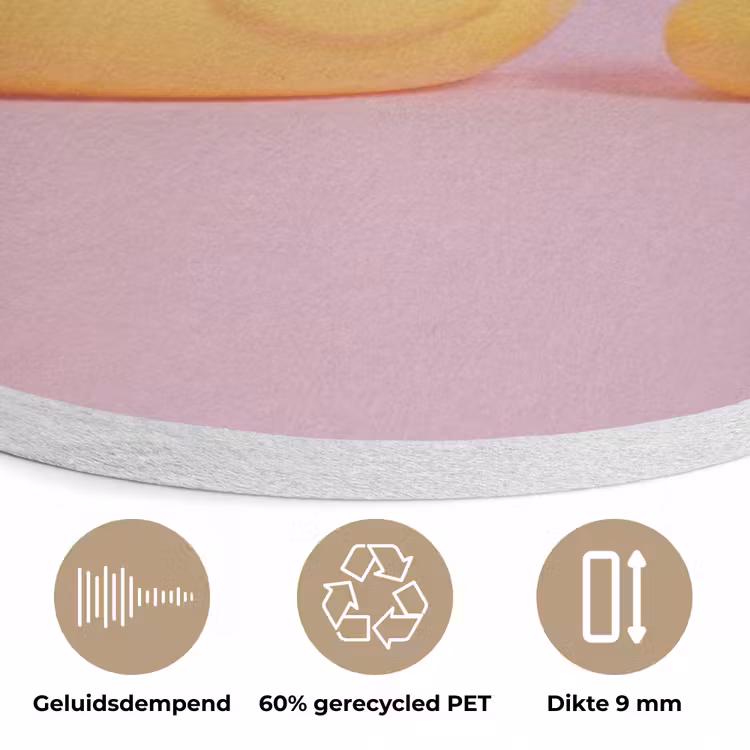 Eendjes - Vrolijk - Roze Akoestische PET Vilt - Rond klein -closeup_NL
