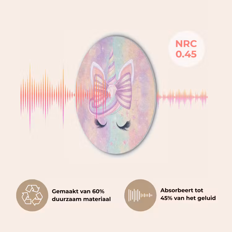 Eenhoorn - Glitters - Regenboog - Pastel Akoestische PET Vilt - Rond klein -USP_NL