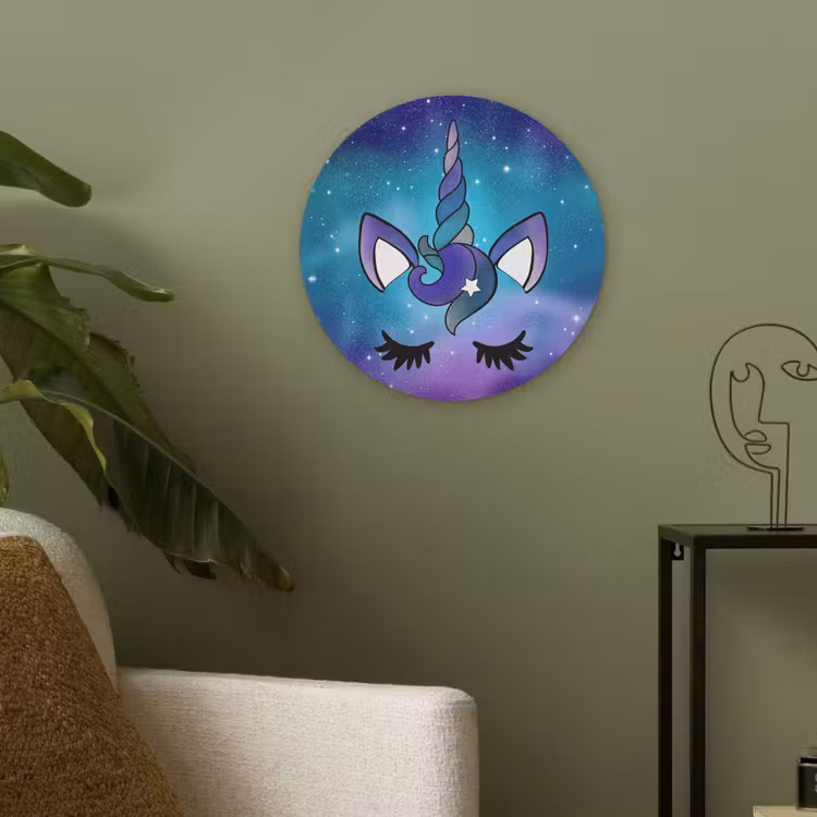 Eenhoorn - Sterrenhemel - Ster - Blauw Akoestische PET Vilt - Rond klein -sfeer2