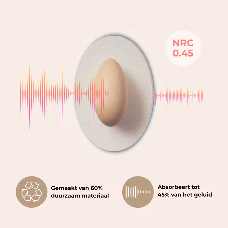 Ei - Beige - Ovaal - Egaal Akoestische PET Vilt - Rond klein -USP_NL