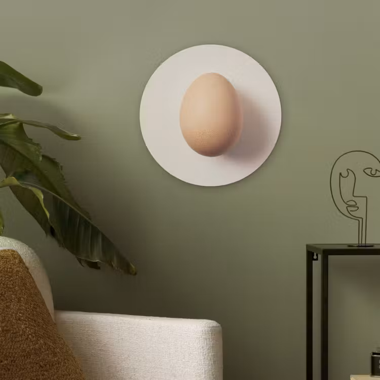 Ei - Beige - Ovaal - Egaal Akoestische PET Vilt - Rond klein -sfeer2