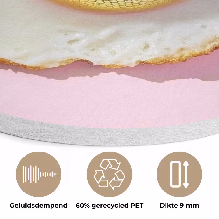 Ei - Disco - Ontbijt - Glitter Akoestische PET Vilt - Rond klein -closeup_NL