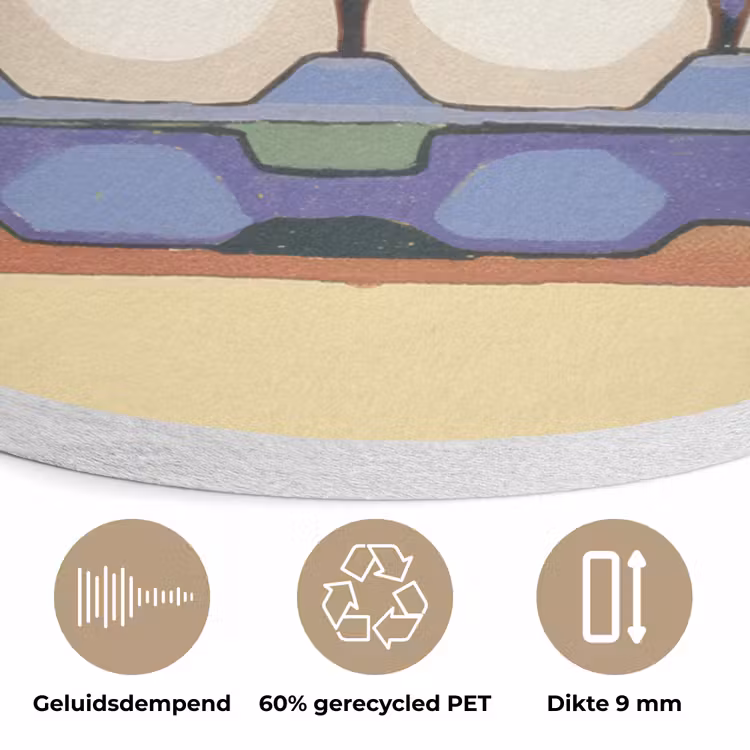 Eieren - Doos - Minimalistisch - Blauw Akoestische PET Vilt - Rond klein -closeup_NL