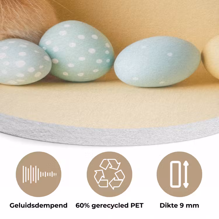 Eieren - Konijn - Pasteltinten Akoestische PET Vilt - Rond klein -closeup_NL
