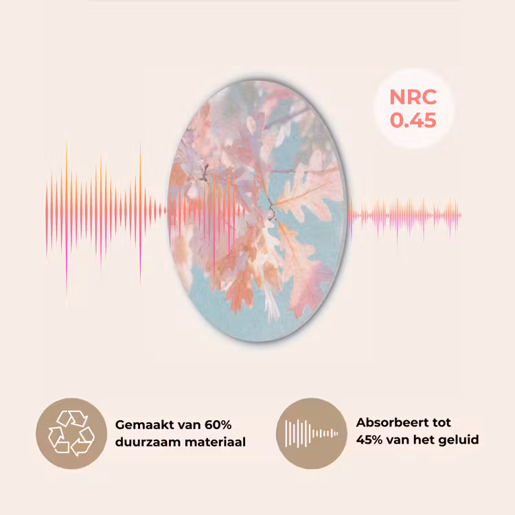 Eikenbladeren - Takken - Roze Akoestische PET Vilt - Rond klein -USP_NL