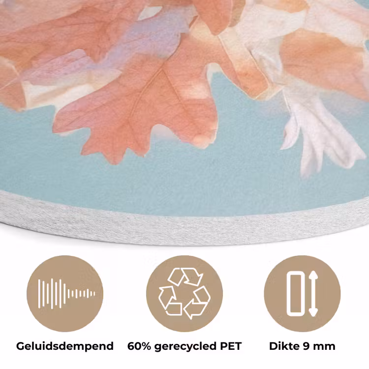 Eikenbladeren - Takken - Roze Akoestische PET Vilt - Rond klein -closeup_NL