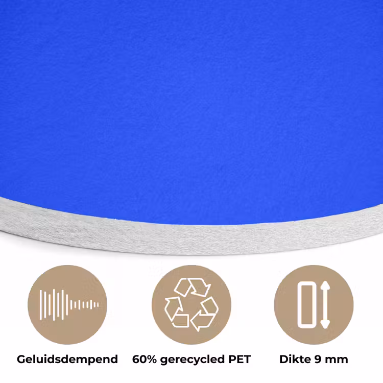 Electric - Blue - Blauw Akoestische PET Vilt - Rond klein 838 -closeup_NL