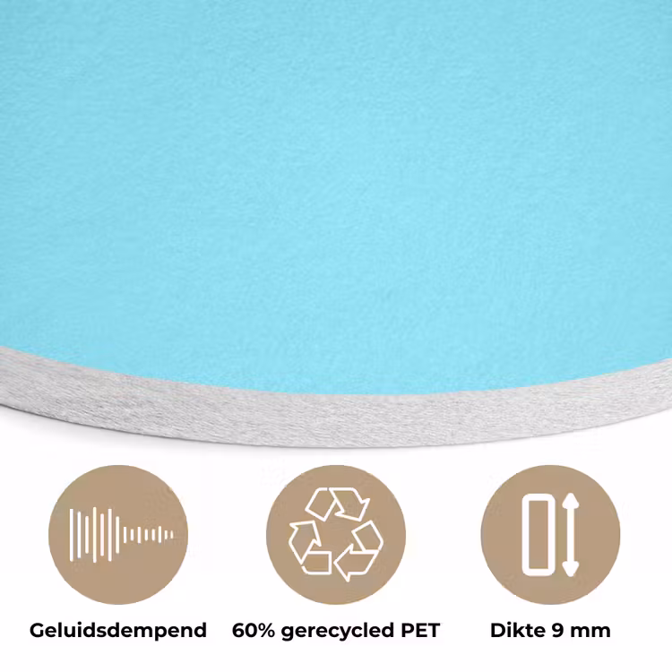 Electric - Cyan - Blauw Akoestische PET Vilt - Rond klein 838 -closeup_NL