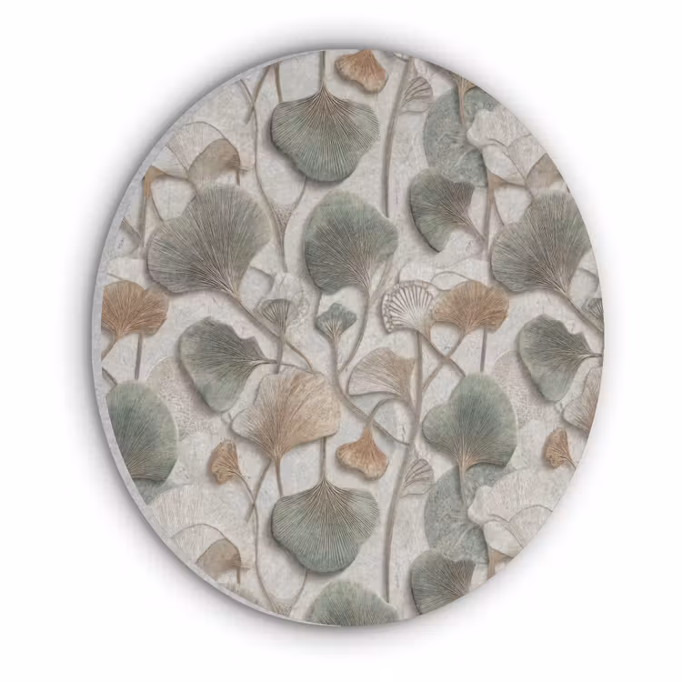 Elegant - Bladeren - Groen Akoestische PET Vilt - Rond klein 838 -3d