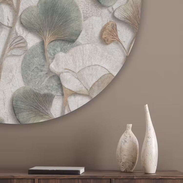 Elegant - Bladeren - Groen Akoestische PET Vilt - Rond klein 838 -sfeer5_closeup