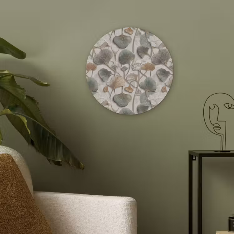Elegant - Bladeren - Groen Akoestische PET Vilt - Rond klein 838 -sfeer2