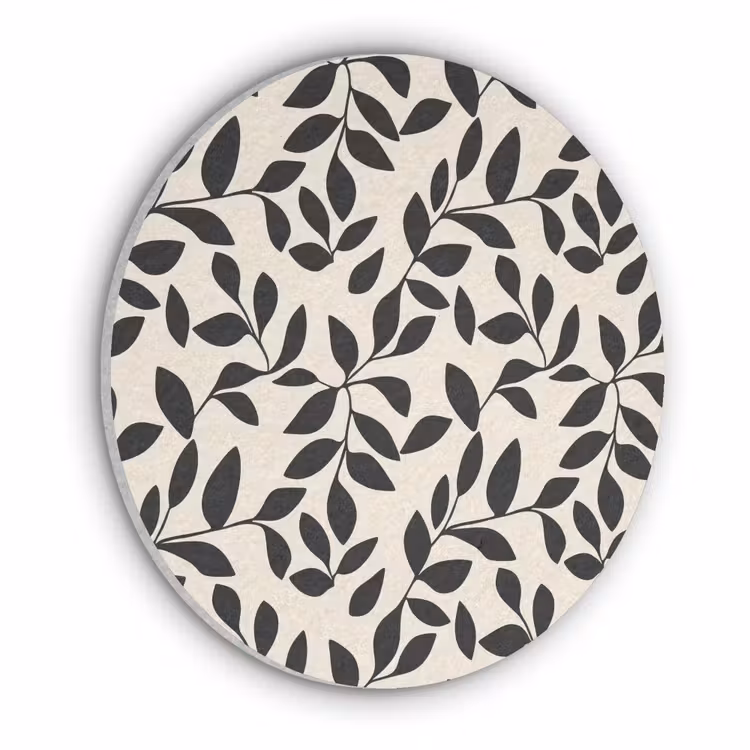 Elegant - Patroon - Zwart - Beige Akoestische PET Vilt - Rond klein 838 -3d