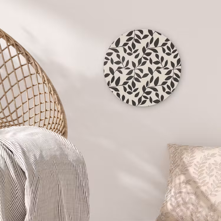 Elegant - Patroon - Zwart - Beige Akoestische PET Vilt - Rond klein 838 -sfeer4