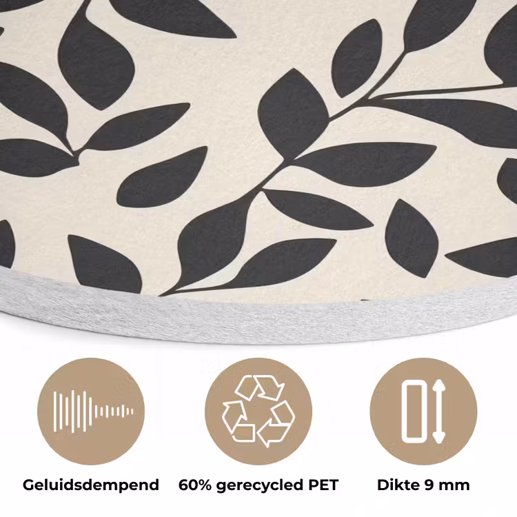 Elegant - Patroon - Zwart - Beige Akoestische PET Vilt - Rond klein 838 -closeup_NL