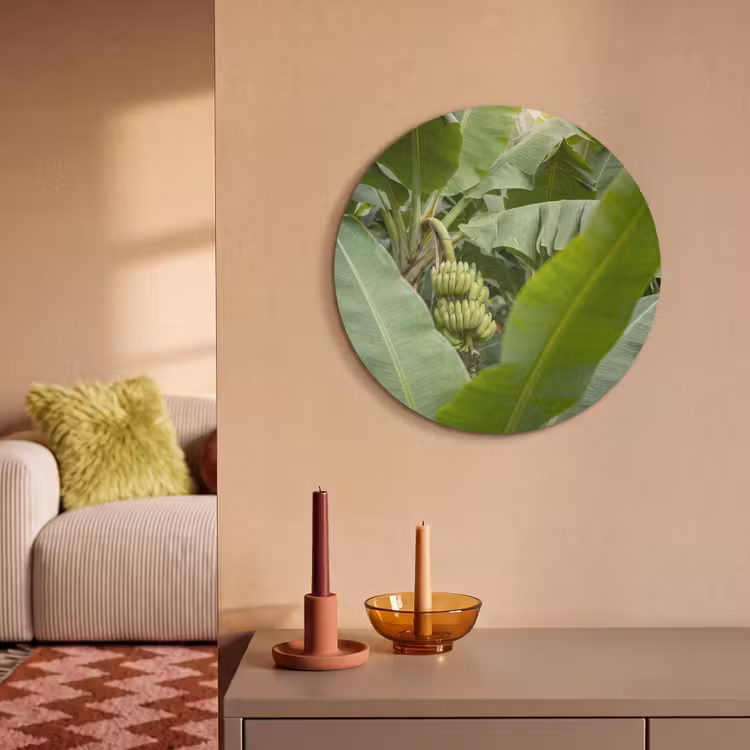 Eten - Bananen - Plantage - Groen Akoestische PET Vilt - Rond klein -sfeer1