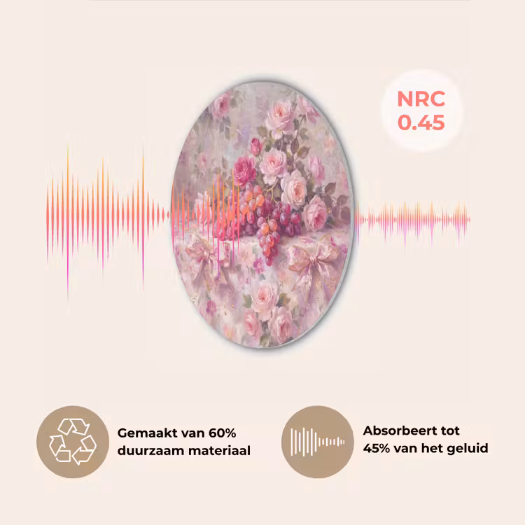 Eten - Bloemen - Stilleven - Roze - Goud Akoestische PET Vilt - Rond klein -USP_NL