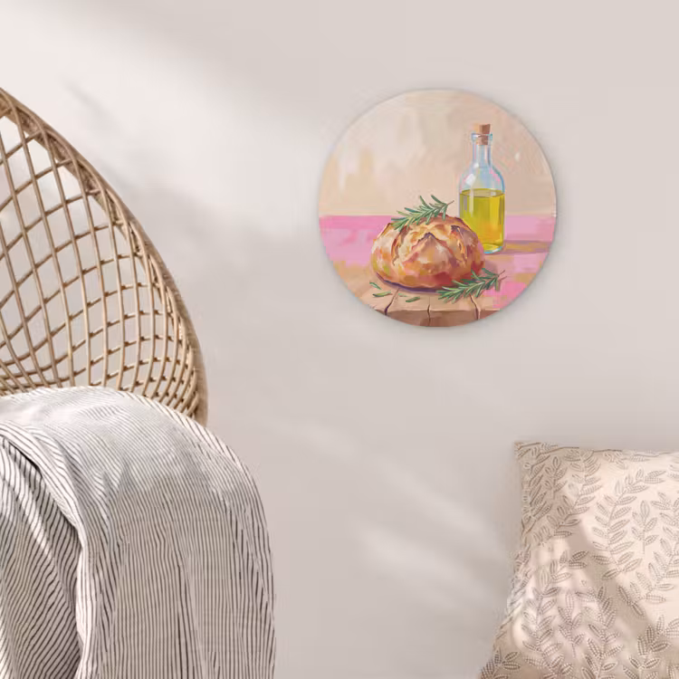 Eten - Brood - Olijfolie - Abstract - Keuken Akoestische PET Vilt - Rond klein -sfeer4