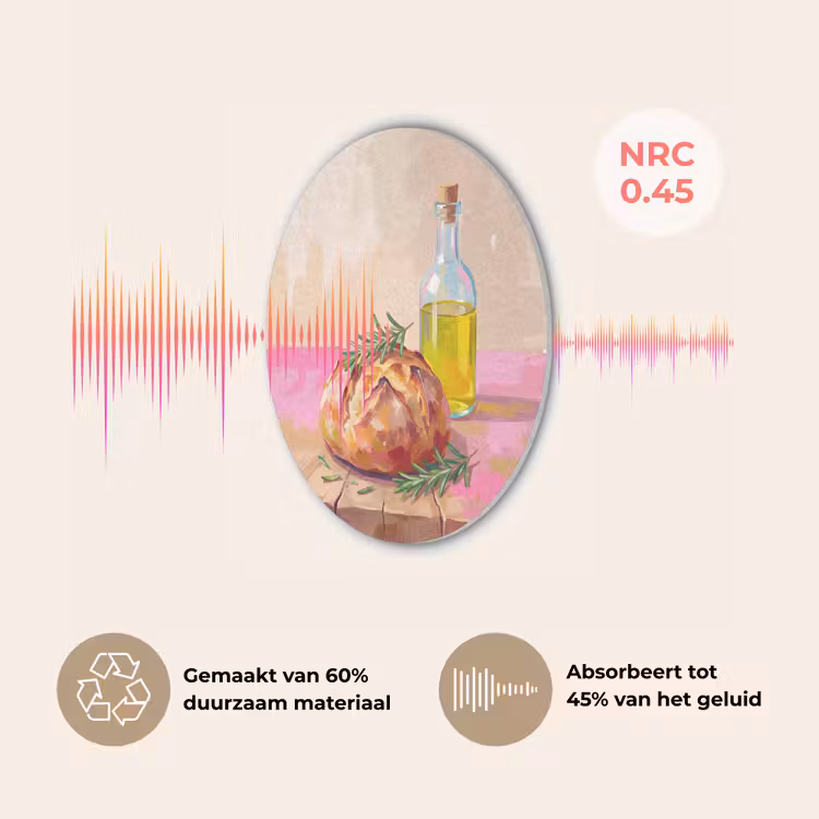 Eten - Brood - Olijfolie - Abstract - Keuken Akoestische PET Vilt - Rond klein -USP_NL
