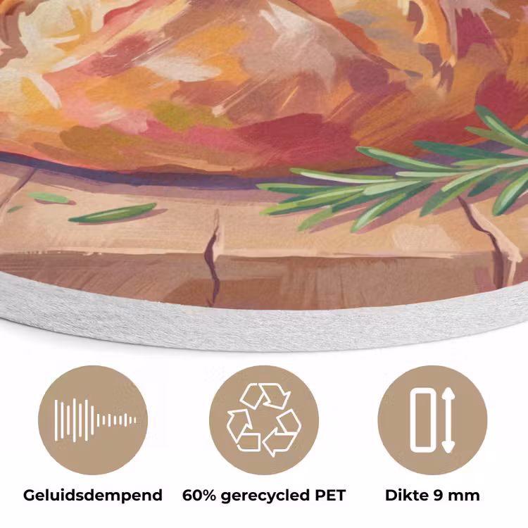Eten - Brood - Olijfolie - Abstract - Keuken Akoestische PET Vilt - Rond klein -closeup_NL