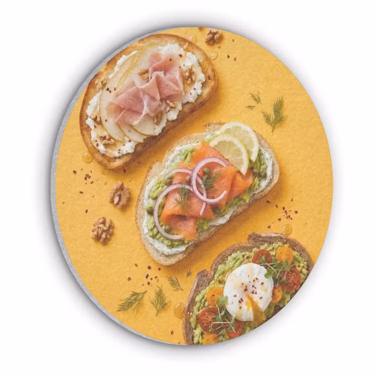 Eten - Brood - Ontbijt - Modern - Kleurrijk Akoestische PET Vilt - Rond klein -3d