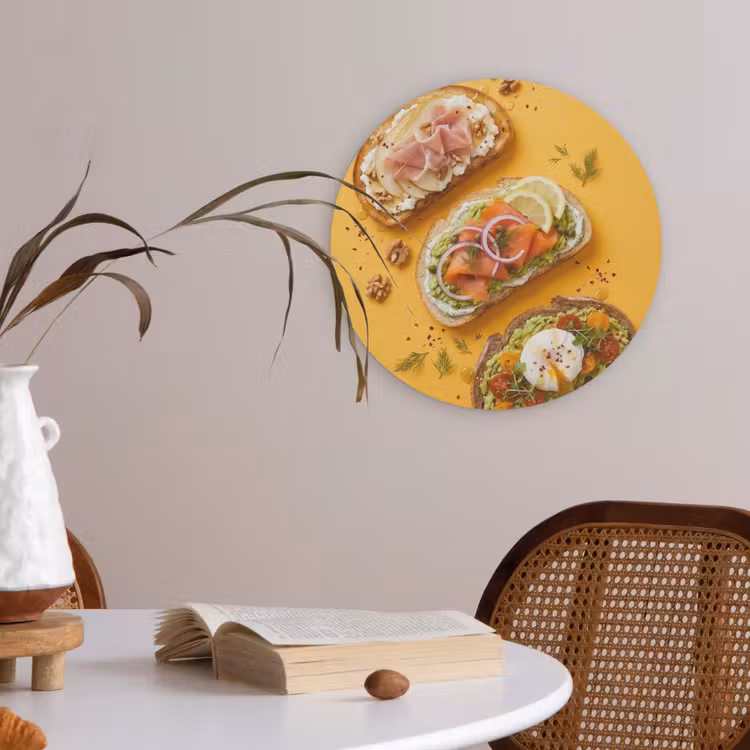 Eten - Brood - Ontbijt - Modern - Kleurrijk Akoestische PET Vilt - Rond klein -sfeer3