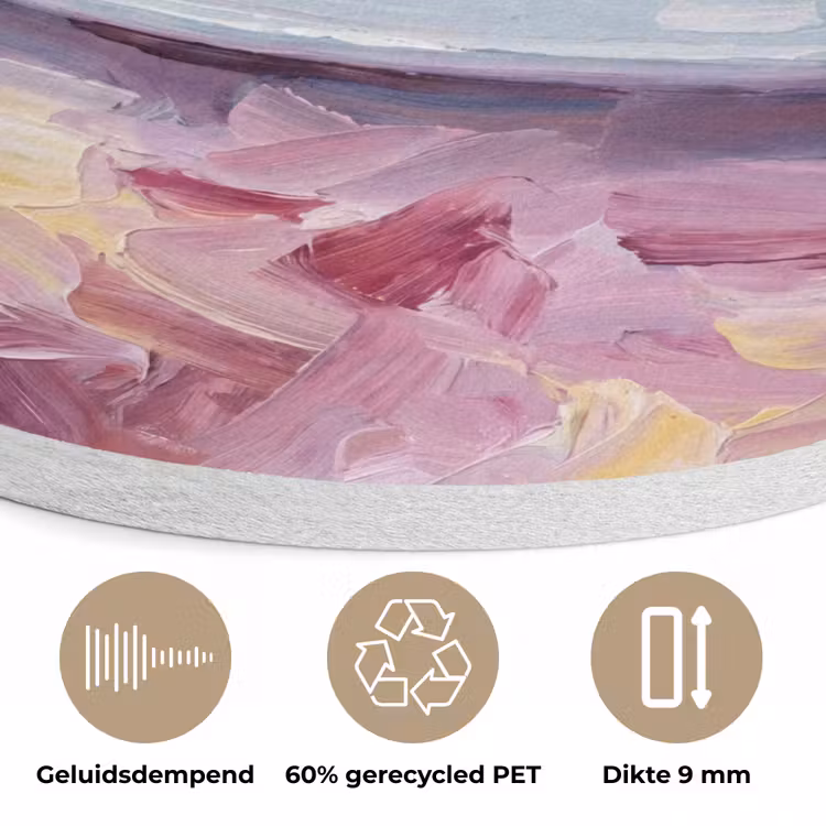 Eten - Cheesecake - Bessen - Abstract - Roze Akoestische PET Vilt - Rond klein -closeup_NL