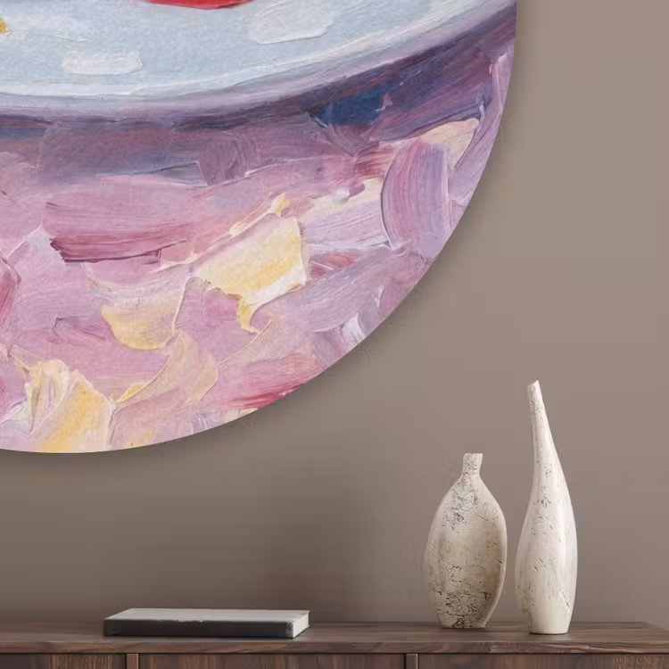 Eten - Cheesecake - Bessen - Abstract - Roze Akoestische PET Vilt - Rond klein -sfeer5_closeup