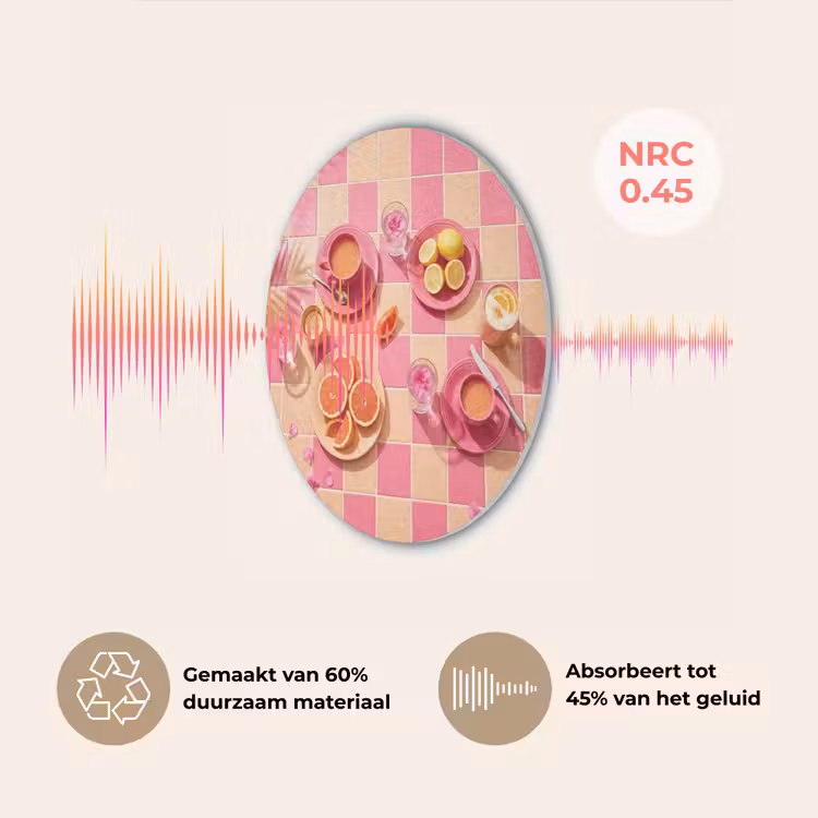 Eten - Citrusvruchten - Stillevens - Roze - Oranje Akoestische PET Vilt - Rond klein -USP_NL