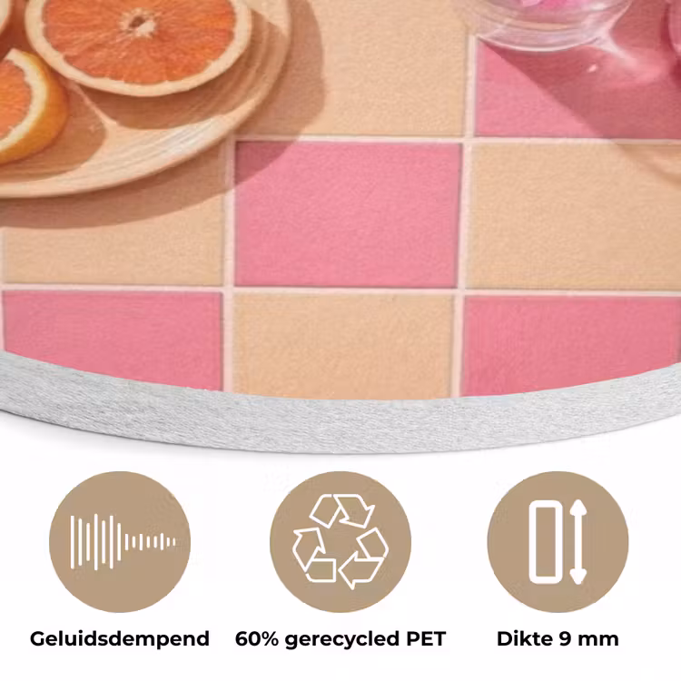 Eten - Citrusvruchten - Stillevens - Roze - Oranje Akoestische PET Vilt - Rond klein -closeup_NL