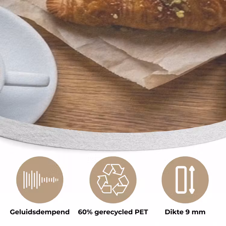 Eten - Croissant - Koffie - Ontbijt - Modern Akoestische PET Vilt - Rond klein -closeup_NL