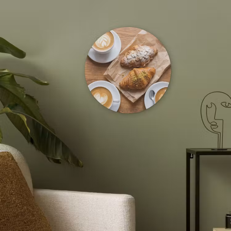Eten - Croissant - Koffie - Ontbijt - Modern Akoestische PET Vilt - Rond klein -sfeer2