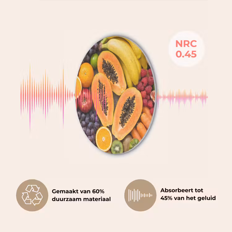 Eten - Fruit - Groenten - Vers - Kleurrijk Akoestische PET Vilt - Rond klein -USP_NL