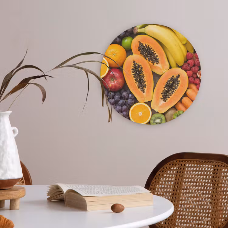 Eten - Fruit - Groenten - Vers - Kleurrijk Akoestische PET Vilt - Rond klein -sfeer3
