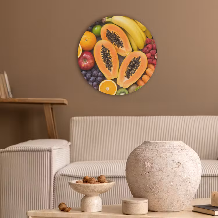 Eten - Fruit - Groenten - Vers - Kleurrijk Akoestische PET Vilt - Rond klein -sfeer1
