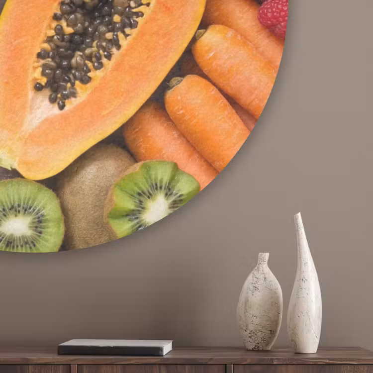 Eten - Fruit - Groenten - Vers - Kleurrijk Akoestische PET Vilt - Rond klein -sfeer5_closeup
