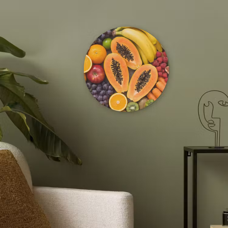 Eten - Fruit - Groenten - Vers - Kleurrijk Akoestische PET Vilt - Rond klein -sfeer2