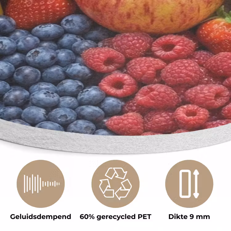 Eten - Fruit - Vers - Kleurrijk - Voeding Akoestische PET Vilt - Rond klein -closeup_NL