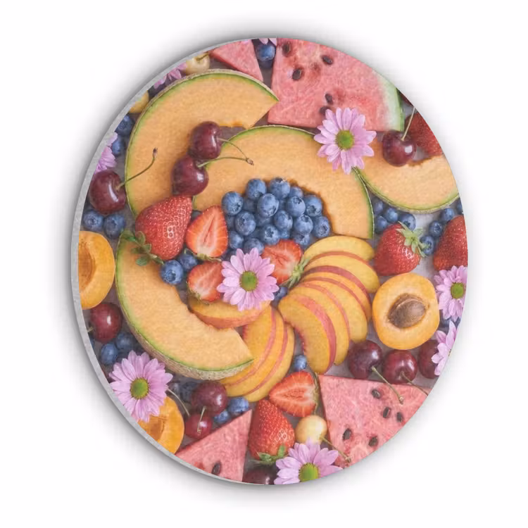 Eten - Fruit - Zomer - Kleurrijk Akoestische PET Vilt - Rond klein -3d