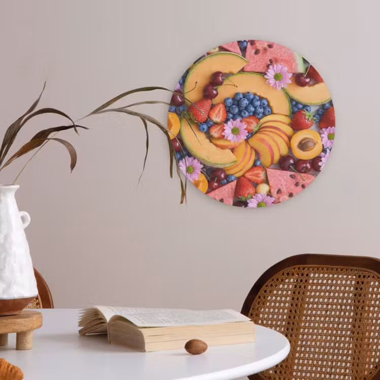 Eten - Fruit - Zomer - Kleurrijk Akoestische PET Vilt - Rond klein -sfeer3