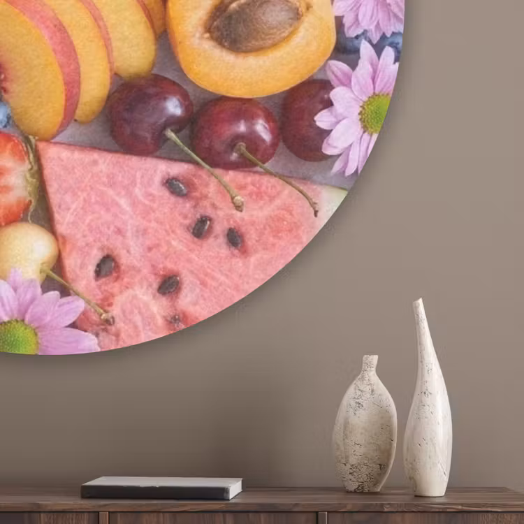 Eten - Fruit - Zomer - Kleurrijk Akoestische PET Vilt - Rond klein -sfeer5_closeup